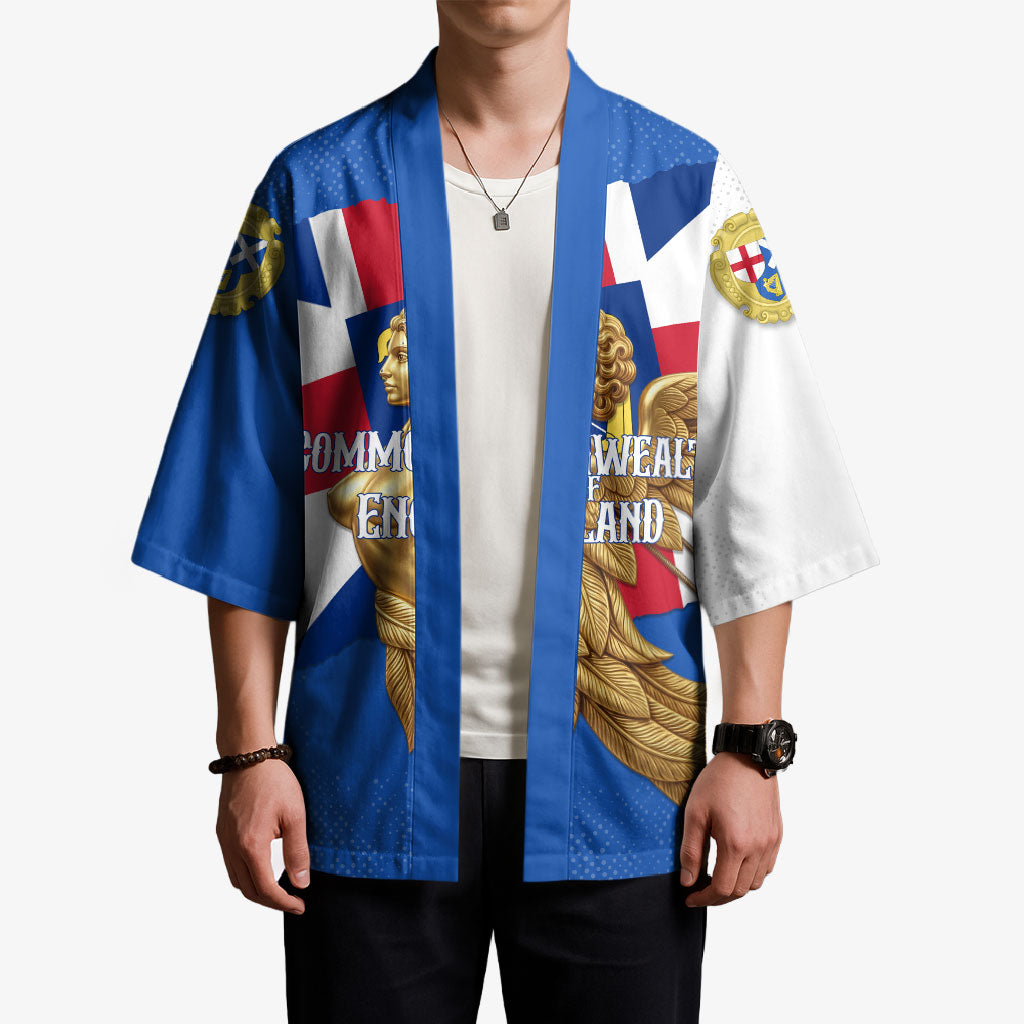 Commonwealth Of England Flag Golden Angel Kimono Historical British Heritage Winged Figure