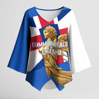 Commonwealth Of England Flag Golden Angel Kimono Sleeve Blouse Historical British Heritage Winged Figure