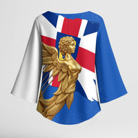 Commonwealth Of England Flag Golden Angel Kimono Sleeve Blouse Historical British Heritage Winged Figure