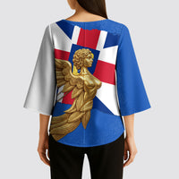 Commonwealth Of England Flag Golden Angel Kimono Sleeve Blouse Historical British Heritage Winged Figure
