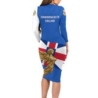 Commonwealth Of England Flag Golden Angel Long Sleeve Bodycon Dress Historical British Heritage Winged Figure
