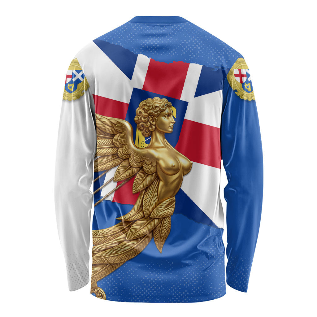 Commonwealth Of England Flag Golden Angel Long Sleeve Shirt Historical British Heritage Winged Figure