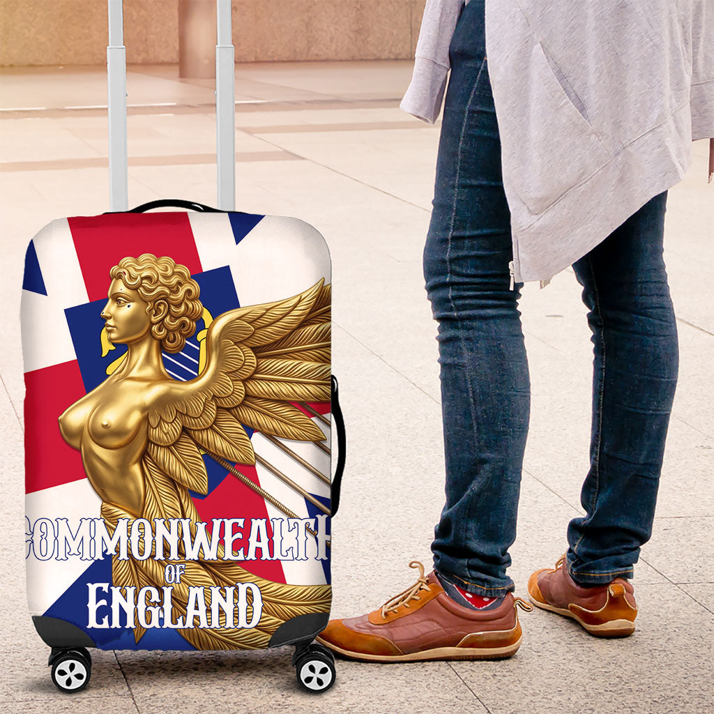 Commonwealth Of England Flag Golden Angel Luggage Cover Historical British Heritage Winged Figure