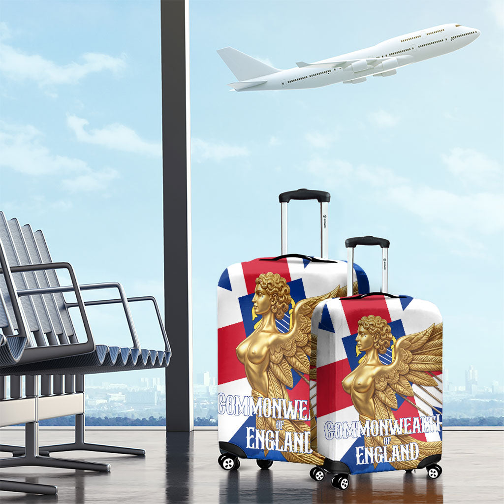Commonwealth Of England Flag Golden Angel Luggage Cover Historical British Heritage Winged Figure
