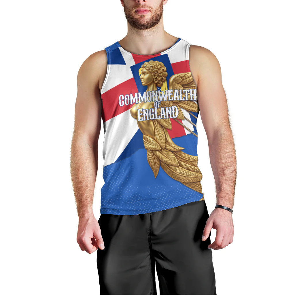 Commonwealth Of England Flag Golden Angel Men Tank Top Historical British Heritage Winged Figure