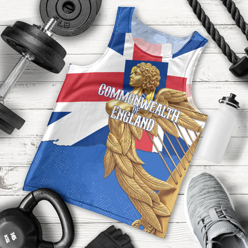 Commonwealth Of England Flag Golden Angel Men Tank Top Historical British Heritage Winged Figure