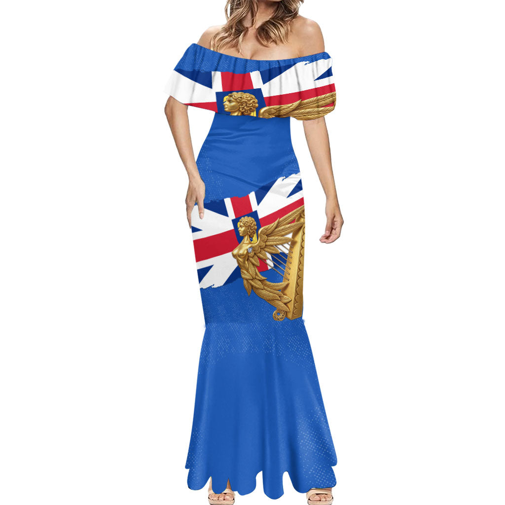 Commonwealth Of England Flag Golden Angel Mermaid Dress Historical British Heritage Winged Figure