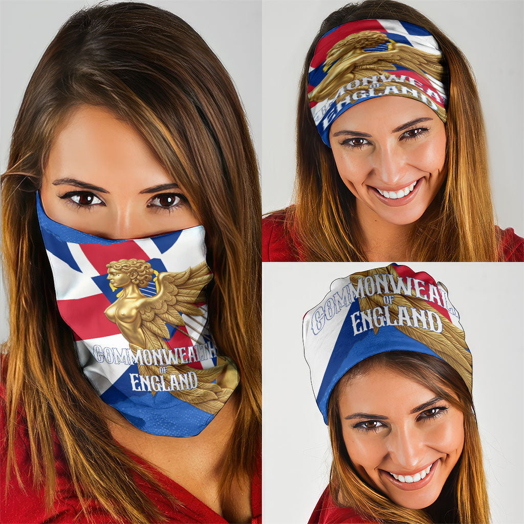 Commonwealth Of England Flag Golden Angel Neck Gaiter Historical British Heritage Winged Figure
