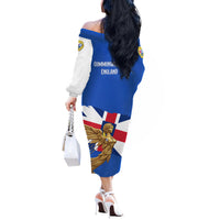 Commonwealth Of England Flag Golden Angel Off The Shoulder Long Sleeve Dress Historical British Heritage Winged Figure