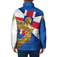 Commonwealth Of England Flag Golden Angel Padded Jacket Historical British Heritage Winged Figure