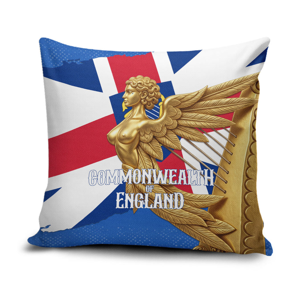 Commonwealth Of England Flag Golden Angel Pillow Cover Historical British Heritage Winged Figure