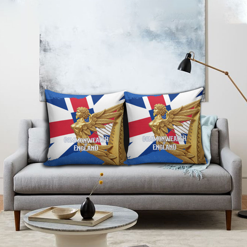 Commonwealth Of England Flag Golden Angel Pillow Cover Historical British Heritage Winged Figure