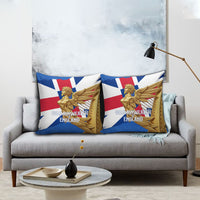 Commonwealth Of England Flag Golden Angel Pillow Cover Historical British Heritage Winged Figure