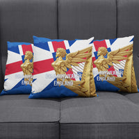 Commonwealth Of England Flag Golden Angel Pillow Cover Historical British Heritage Winged Figure