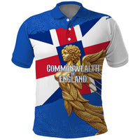 Commonwealth Of England Flag Golden Angel Polo Shirt Historical British Heritage Winged Figure