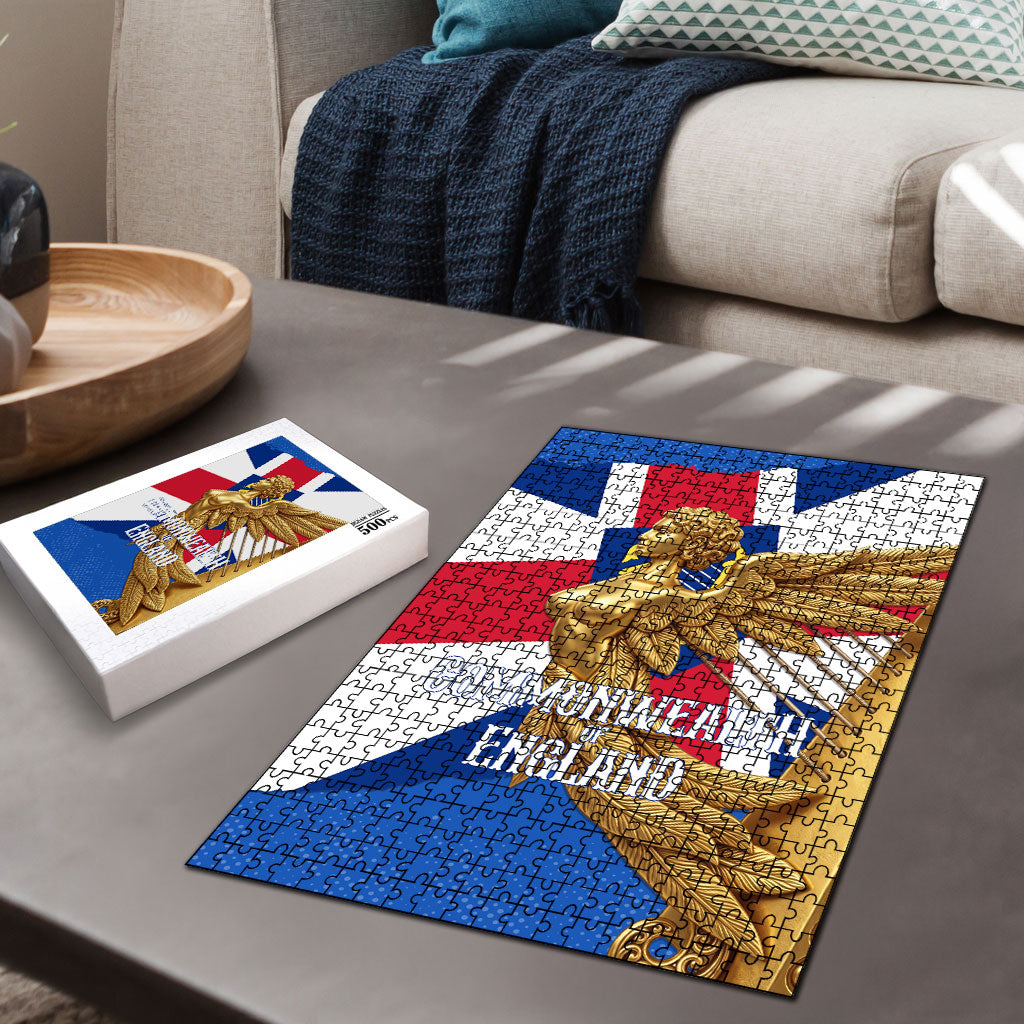Commonwealth Of England Flag Golden Angel Puzzle Historical British Heritage Winged Figure