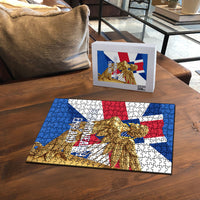 Commonwealth Of England Flag Golden Angel Puzzle Historical British Heritage Winged Figure