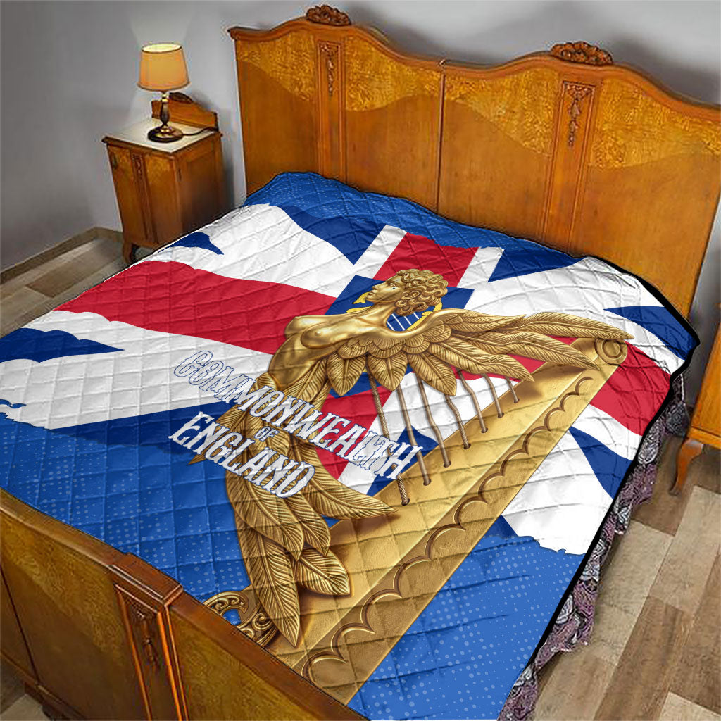 Commonwealth Of England Flag Golden Angel Quilt Historical British Heritage Winged Figure