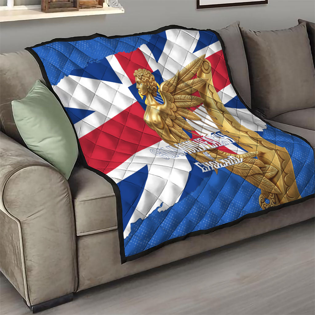 Commonwealth Of England Flag Golden Angel Quilt Historical British Heritage Winged Figure