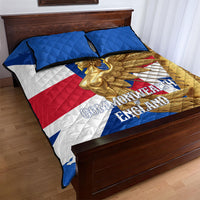 Commonwealth Of England Flag Golden Angel Quilt Bed Set Historical British Heritage Winged Figure