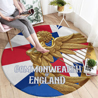 Commonwealth Of England Flag Golden Angel Round Carpet Historical British Heritage Winged Figure