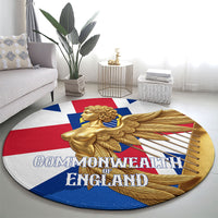 Commonwealth Of England Flag Golden Angel Round Carpet Historical British Heritage Winged Figure