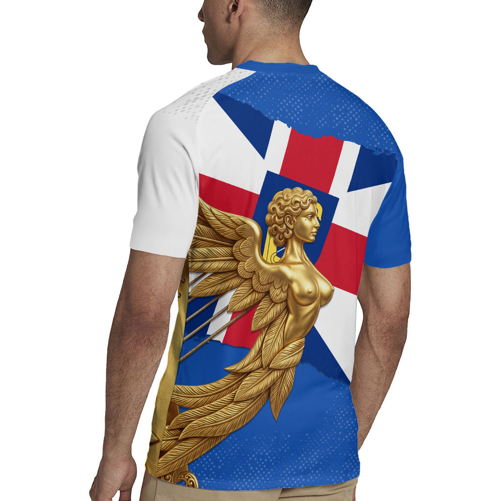 Commonwealth Of England Flag Golden Angel Rugby Jersey Historical British Heritage Winged Figure