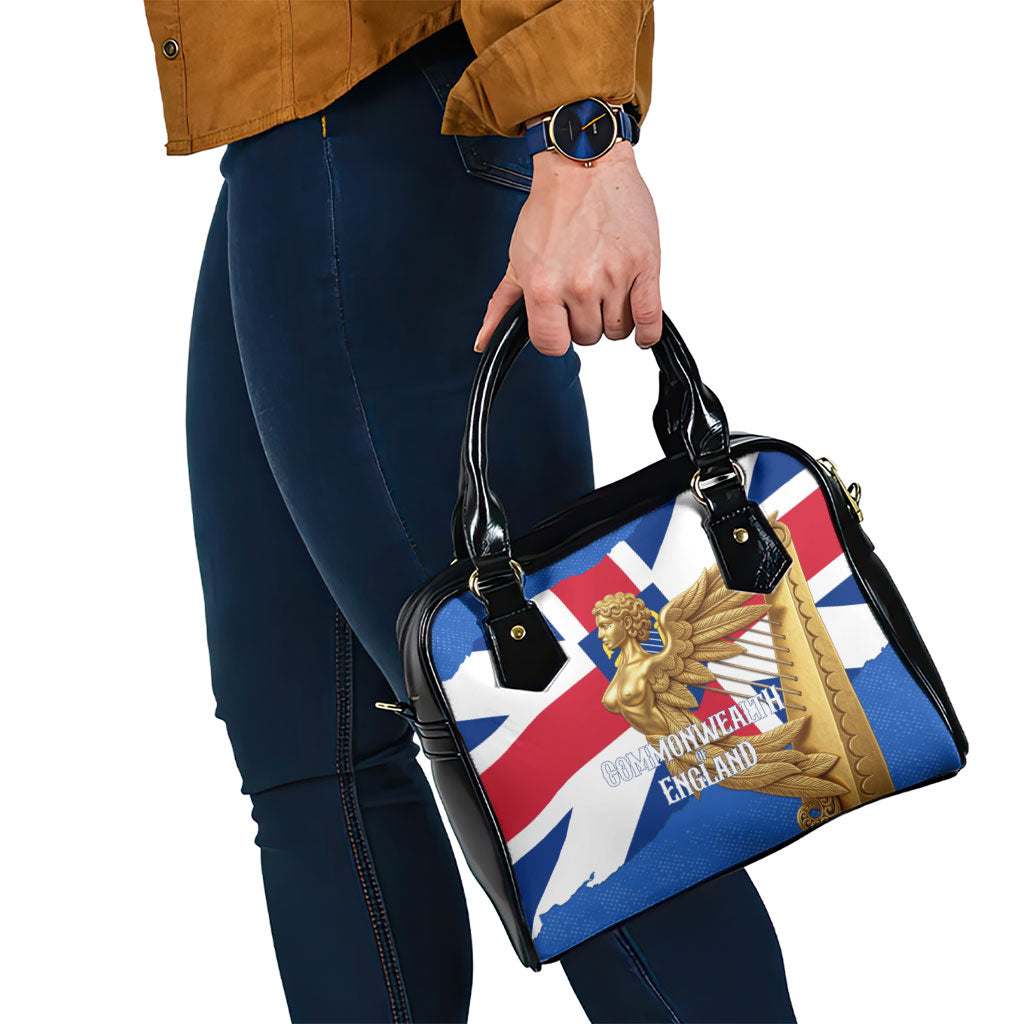Commonwealth Of England Flag Golden Angel Shoulder Handbag Historical British Heritage Winged Figure