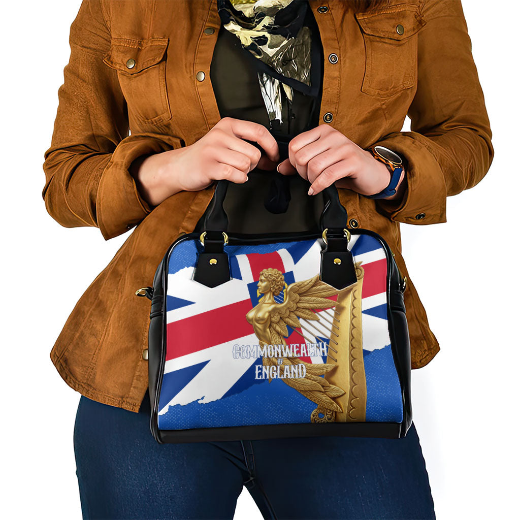 Commonwealth Of England Flag Golden Angel Shoulder Handbag Historical British Heritage Winged Figure