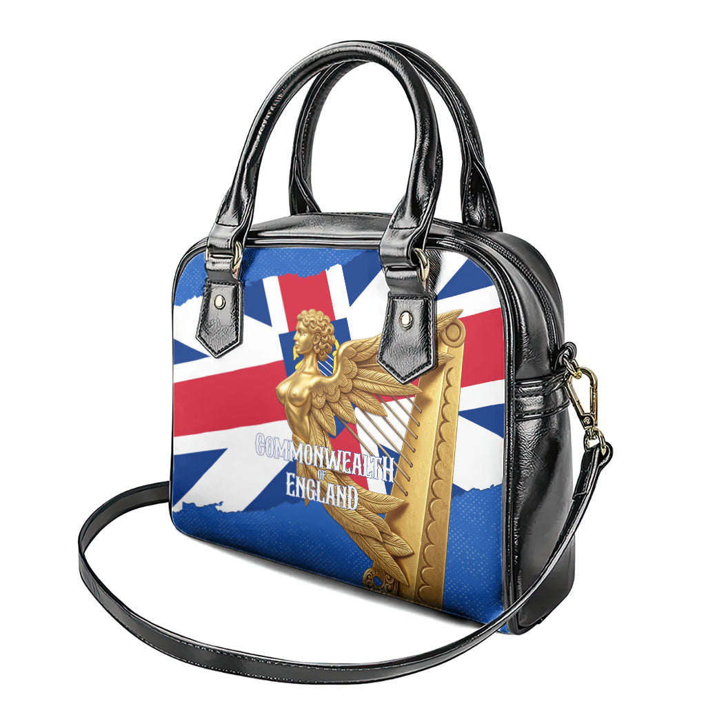 Commonwealth Of England Flag Golden Angel Shoulder Handbag Historical British Heritage Winged Figure