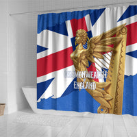 Commonwealth Of England Flag Golden Angel Shower Curtain Historical British Heritage Winged Figure