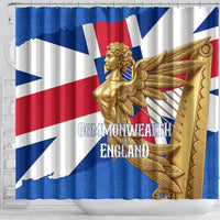 Commonwealth Of England Flag Golden Angel Shower Curtain Historical British Heritage Winged Figure