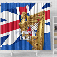 Commonwealth Of England Flag Golden Angel Shower Curtain Historical British Heritage Winged Figure