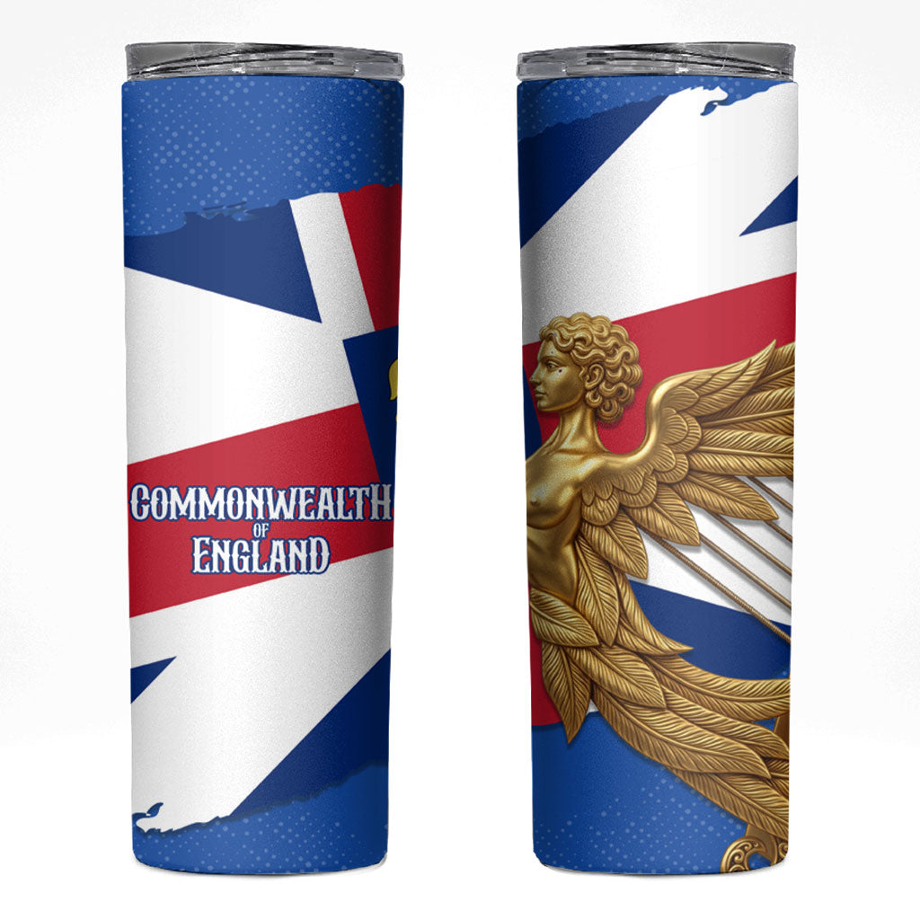 Commonwealth Of England Flag Golden Angel Skinny Tumbler Historical British Heritage Winged Figure