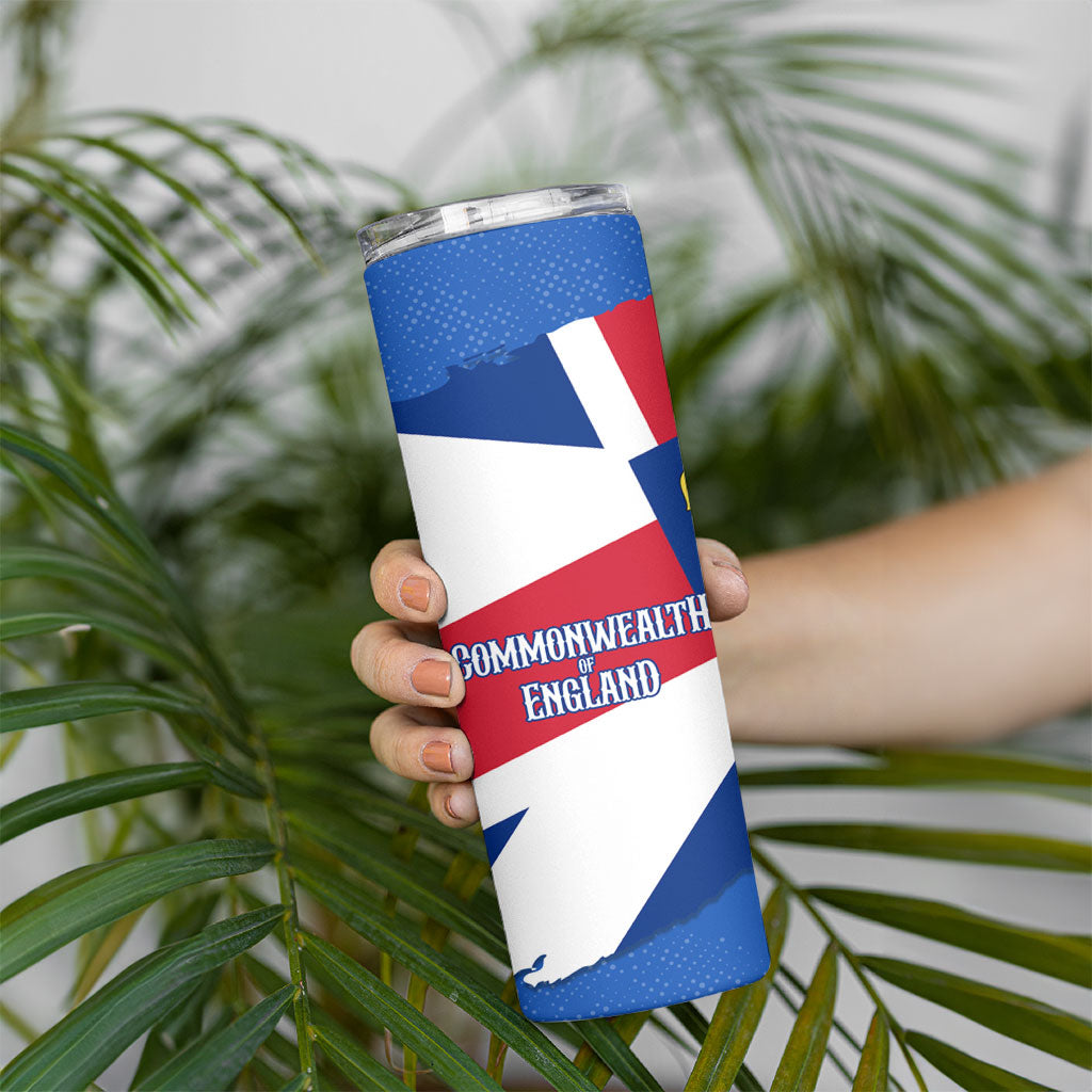 Commonwealth Of England Flag Golden Angel Skinny Tumbler Historical British Heritage Winged Figure