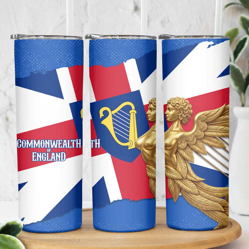 Commonwealth Of England Flag Golden Angel Skinny Tumbler Historical British Heritage Winged Figure