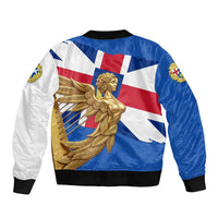 Commonwealth Of England Flag Golden Angel Sleeve Zip Bomber Jacket Historical British Heritage Winged Figure