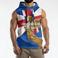 Commonwealth Of England Flag Golden Angel Sleeveless Hoodie Historical British Heritage Winged Figure