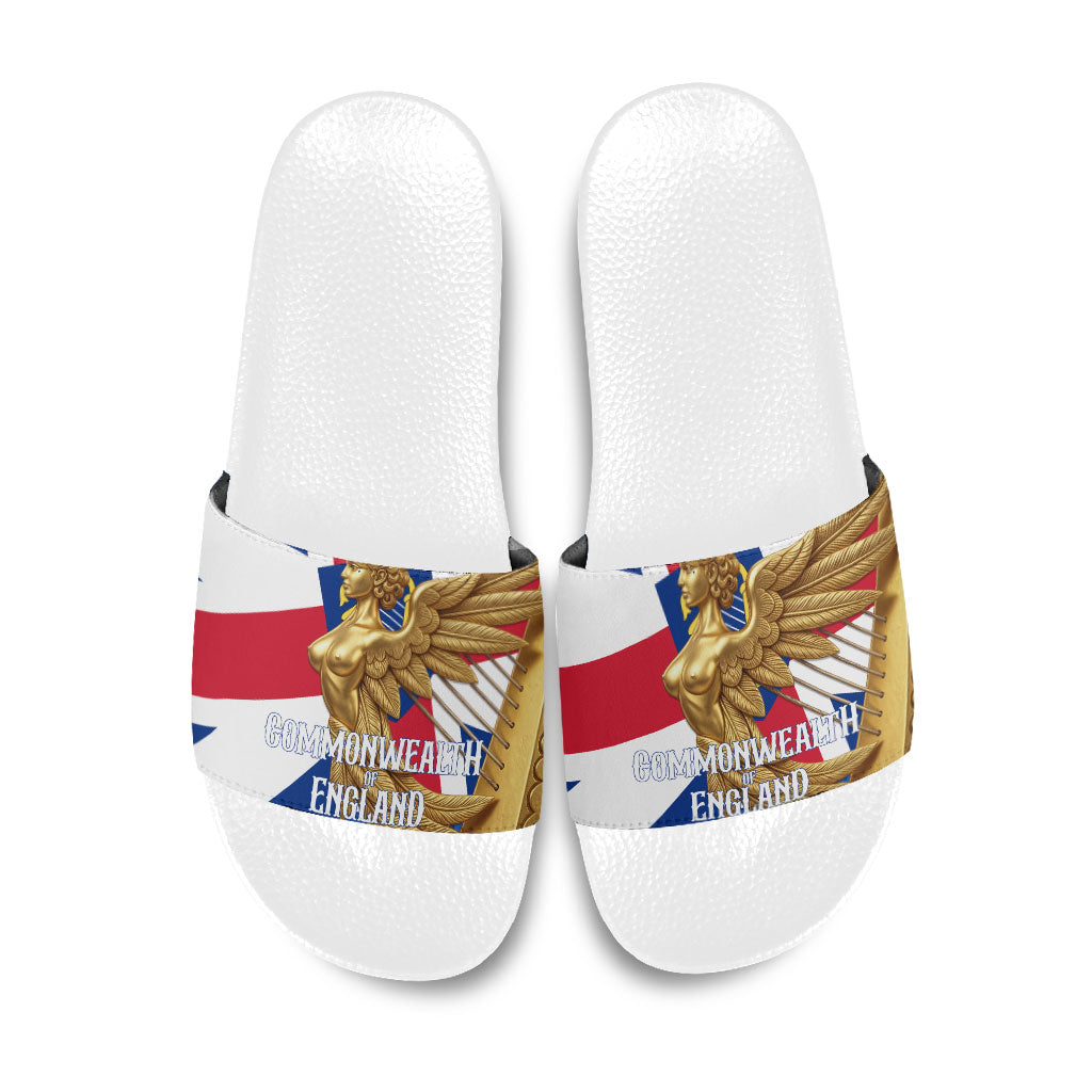 Commonwealth Of England Flag Golden Angel Slide Sandals Historical British Heritage Winged Figure