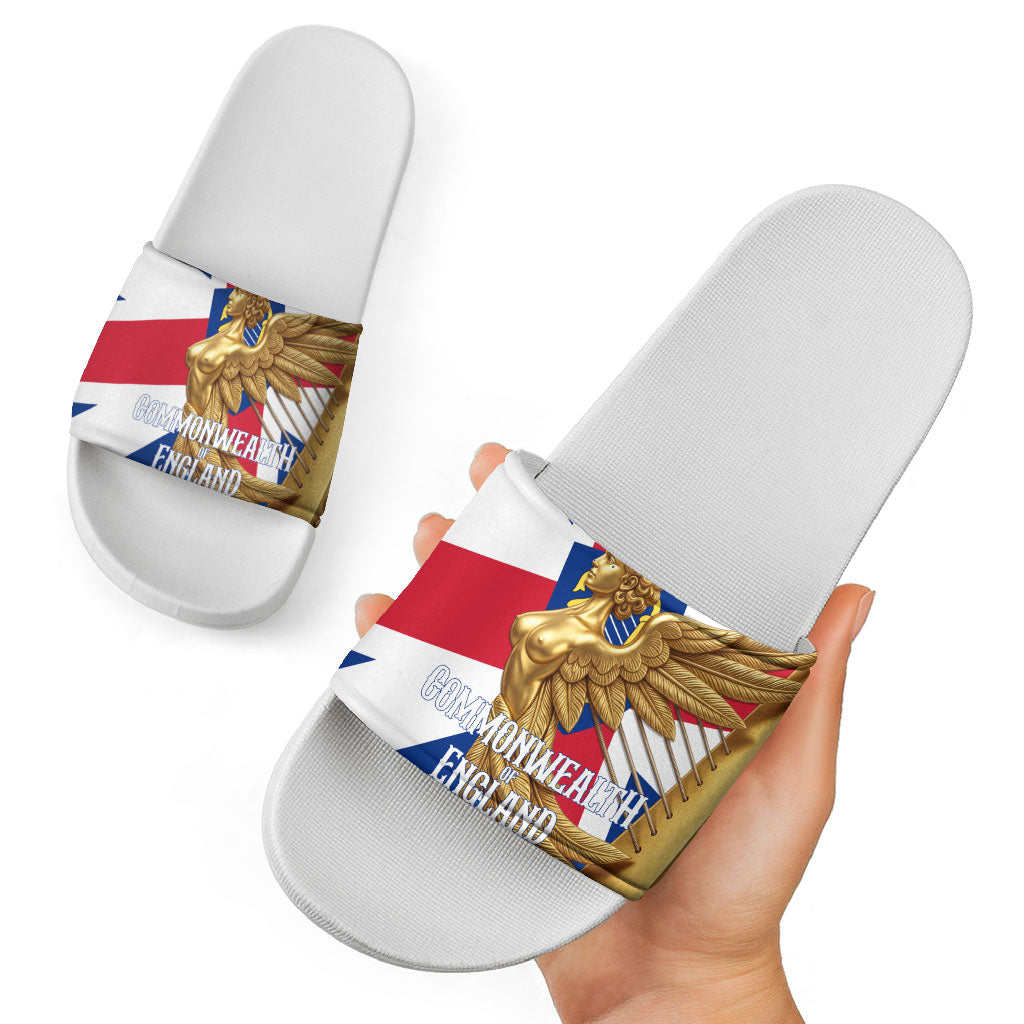 Commonwealth Of England Flag Golden Angel Slide Sandals Historical British Heritage Winged Figure