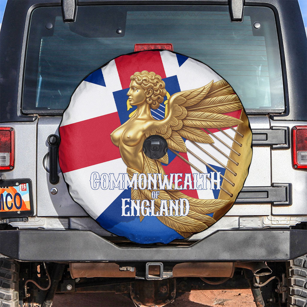 Commonwealth Of England Flag Golden Angel Spare Tire Cover Historical British Heritage Winged Figure