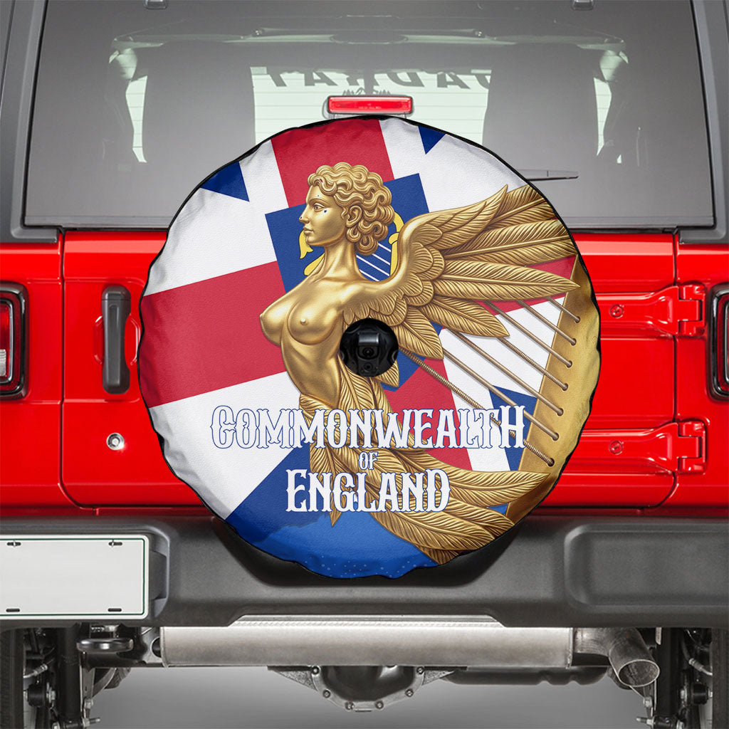 Commonwealth Of England Flag Golden Angel Spare Tire Cover Historical British Heritage Winged Figure