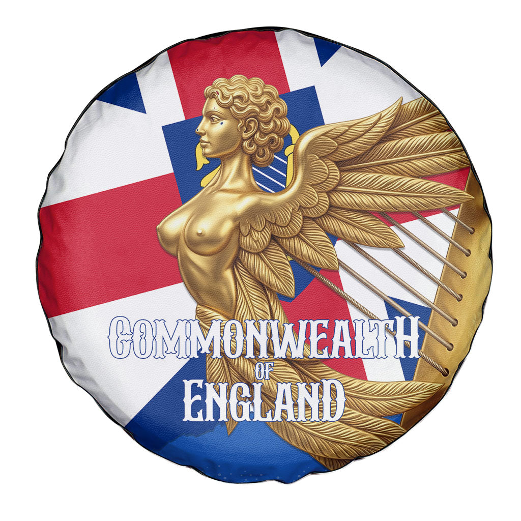 Commonwealth Of England Flag Golden Angel Spare Tire Cover Historical British Heritage Winged Figure