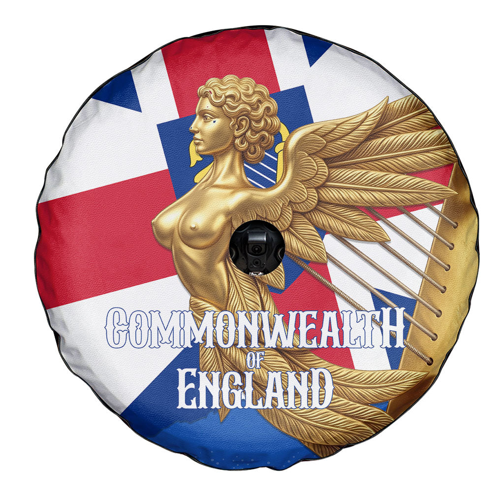Commonwealth Of England Flag Golden Angel Spare Tire Cover Historical British Heritage Winged Figure