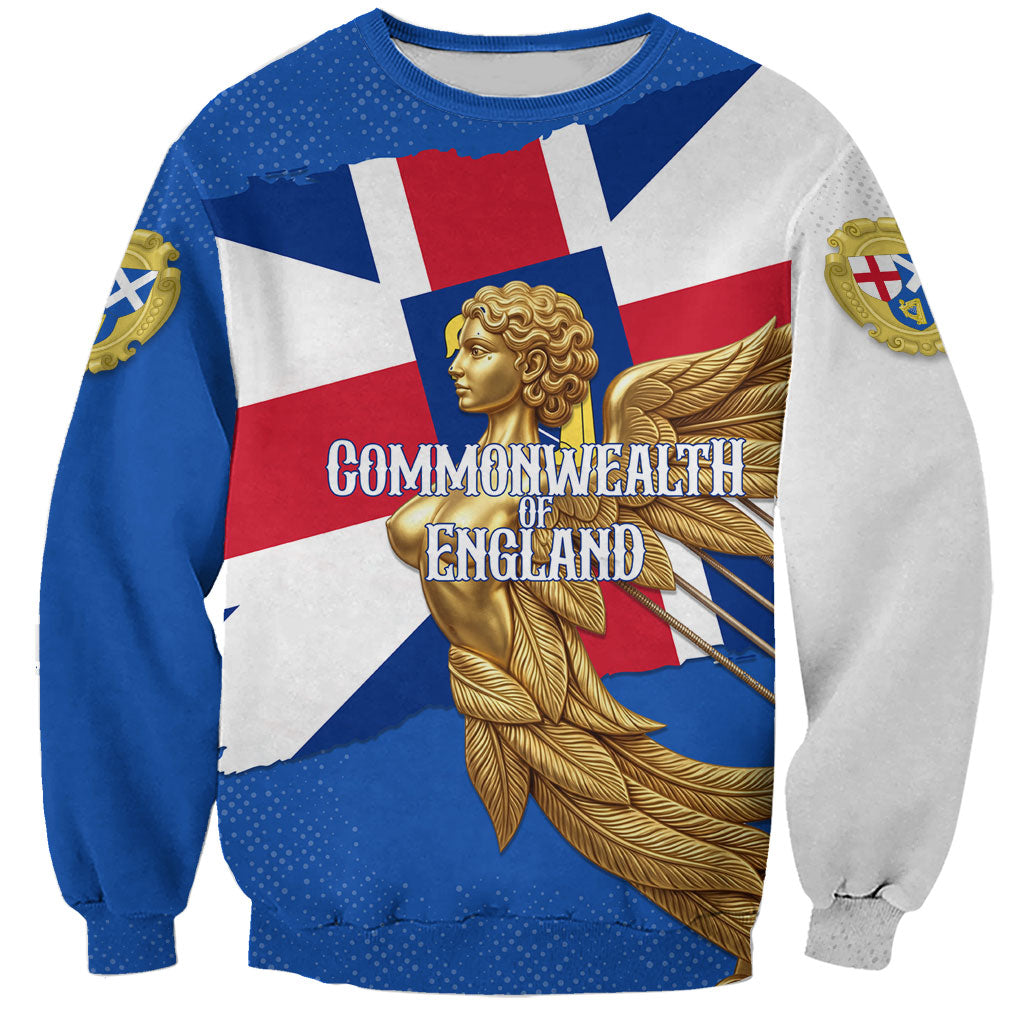 Commonwealth Of England Flag Golden Angel Sweatshirt Historical British Heritage Winged Figure