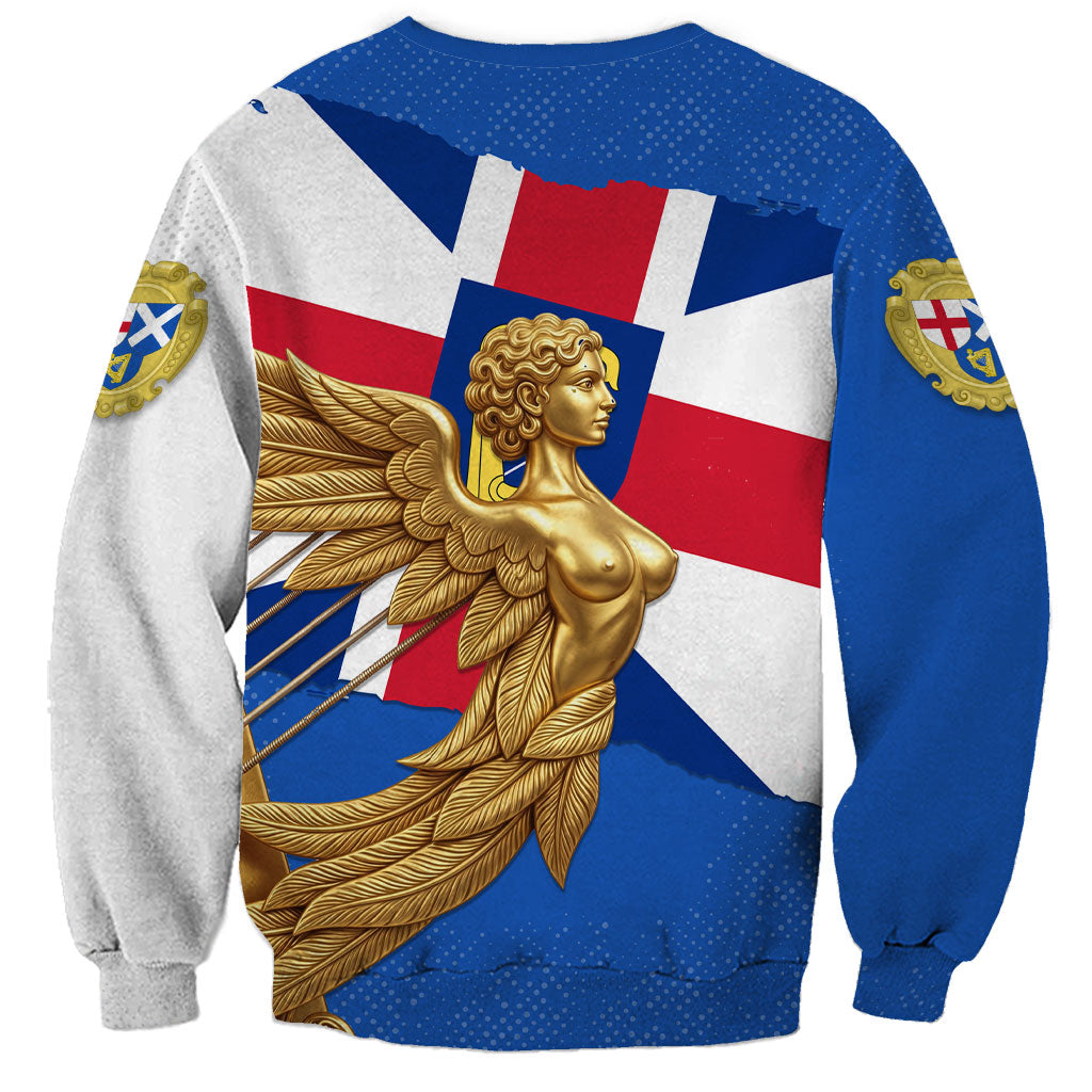 Commonwealth Of England Flag Golden Angel Sweatshirt Historical British Heritage Winged Figure
