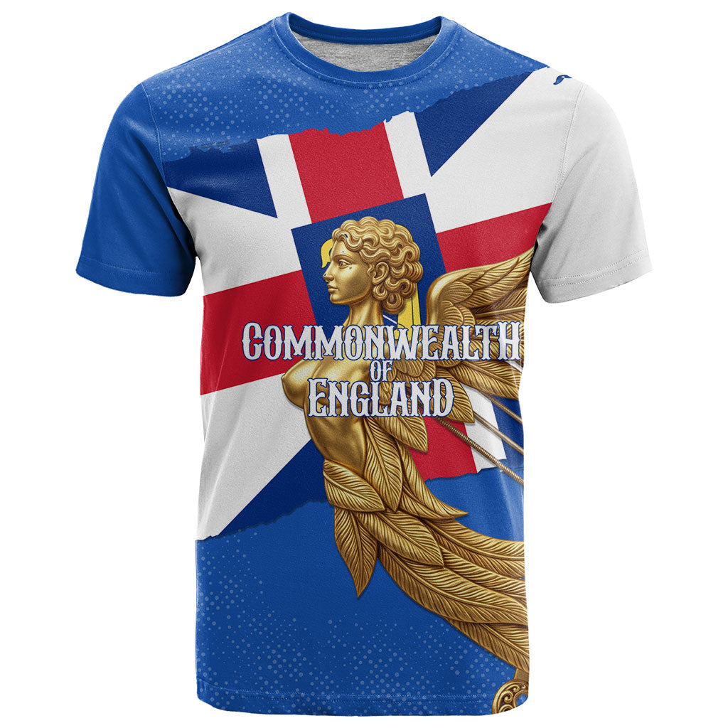 Commonwealth Of England Flag Golden Angel T Shirt Historical British Heritage Winged Figure
