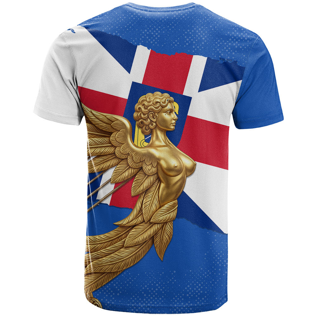 Commonwealth Of England Flag Golden Angel T Shirt Historical British Heritage Winged Figure