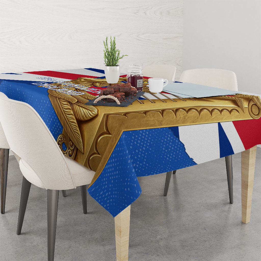 Commonwealth Of England Flag Golden Angel Tablecloth Historical British Heritage Winged Figure