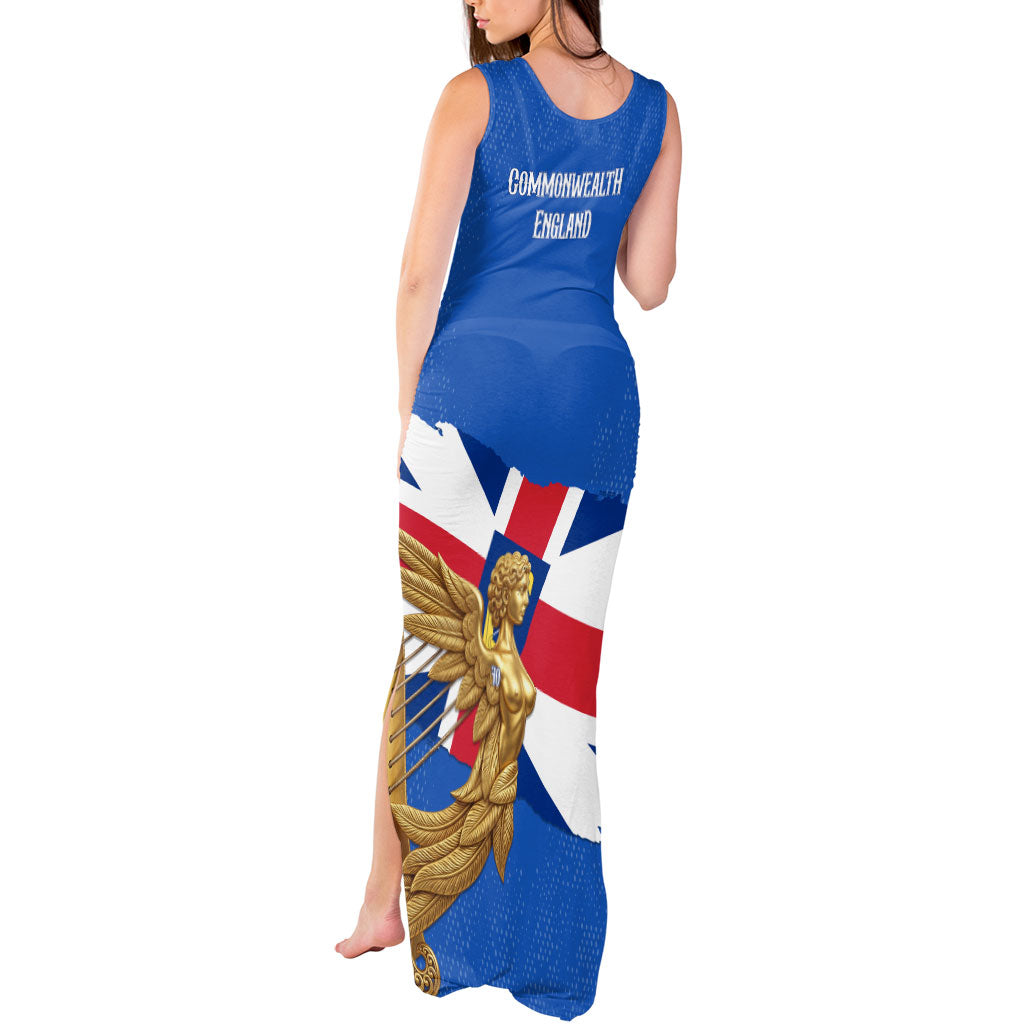 Commonwealth Of England Flag Golden Angel Tank Maxi Dress Historical British Heritage Winged Figure